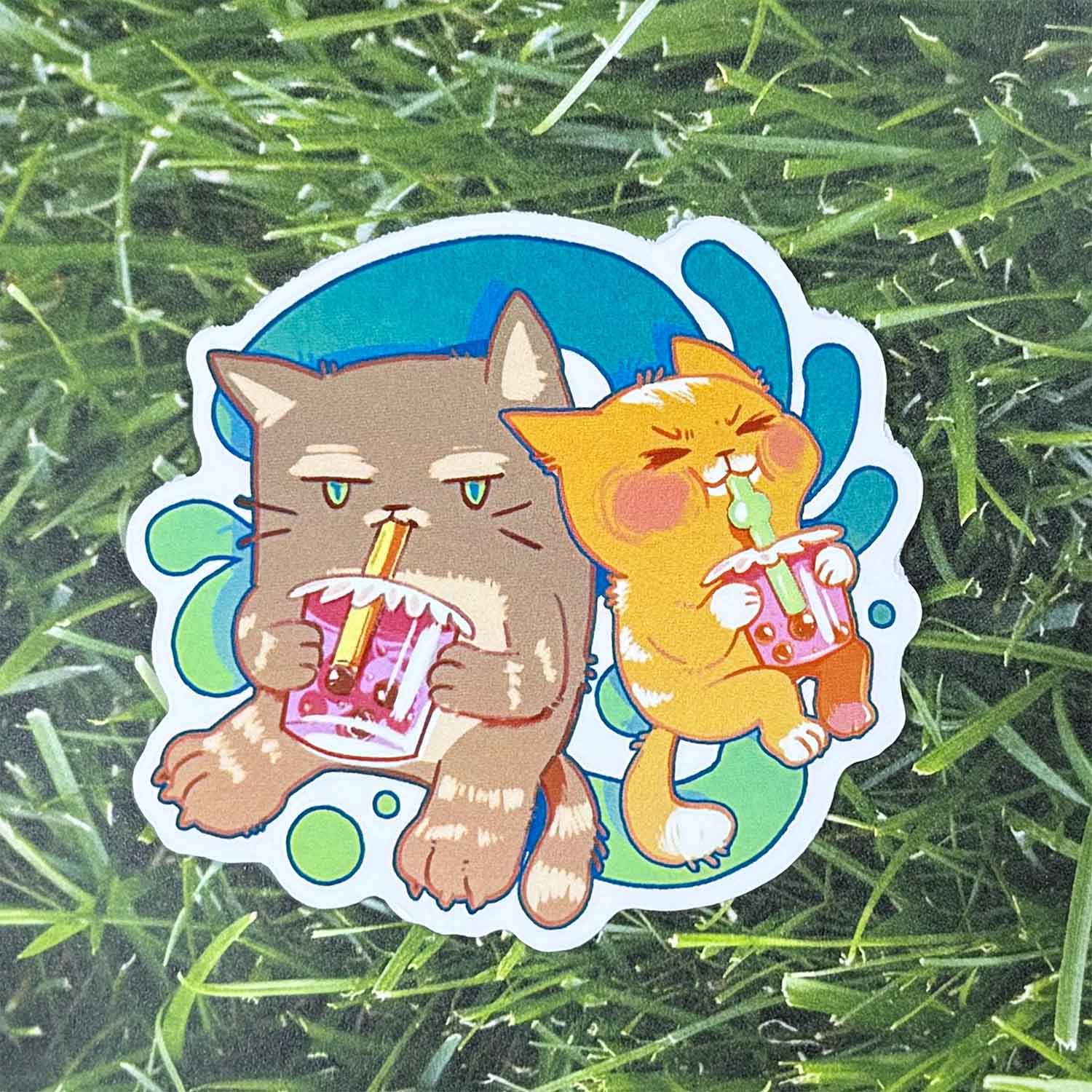 Copycats Chill Boba Sticker On Grass