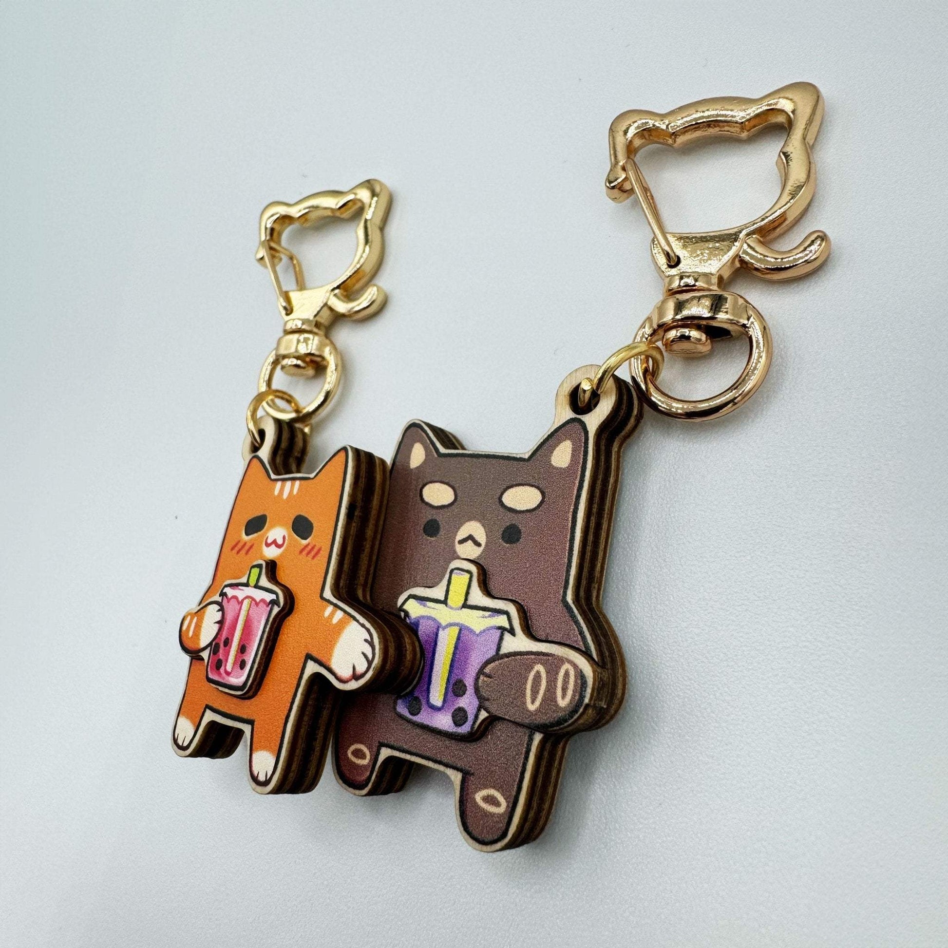 Copycats Boba Keychain Pair - Wooden Keychain - Copycats Store - Shopycats