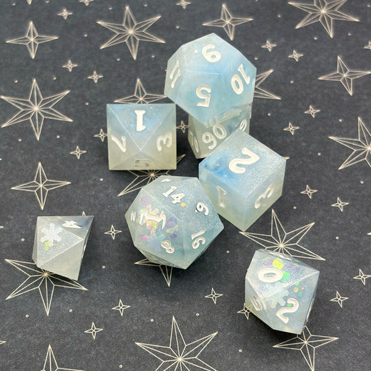 Snow Day Handmade Resin Dice Set