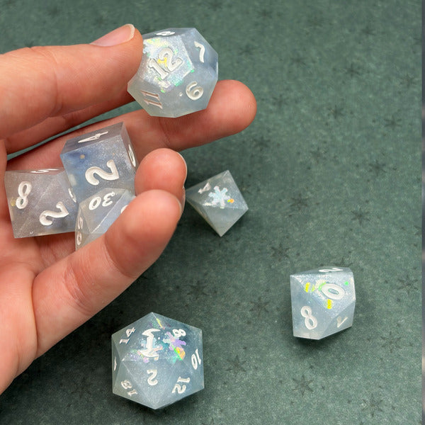 Snow Day Handmade Resin Dice Set
