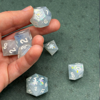 Snow Day Handmade Resin Dice Set