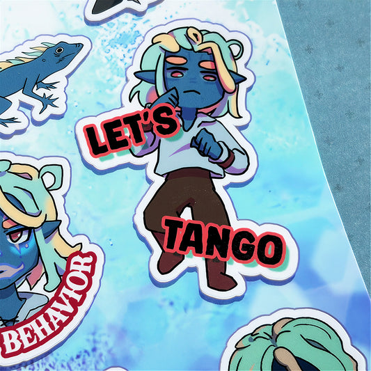 sticker sheet showing urge and his friends