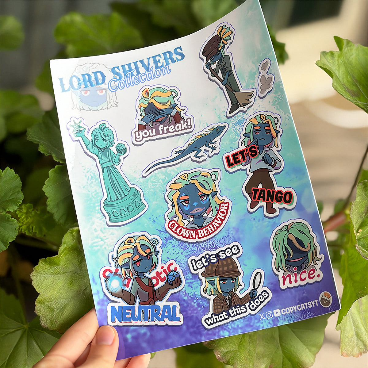 sticker sheet showing urge and his friends