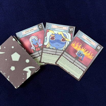 full shot of the character bundle, featuring spell list, spell cards, equip cards and an inventory along with the four Urge character sheets.