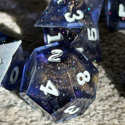 Galaxy Gold Dust Handmade Resin Dice Set