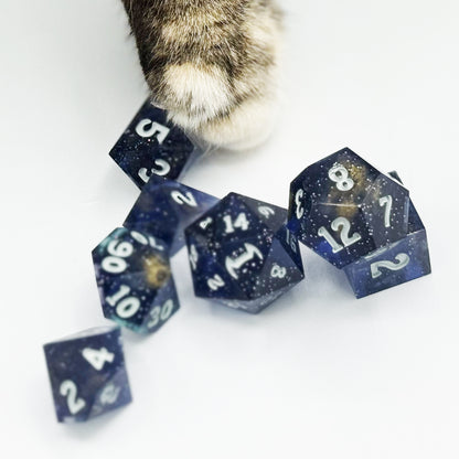 Galaxy Gold Dust Handmade Resin Dice Set